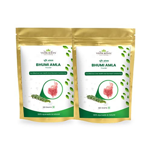 VEDIKROOTS Organic Bhumi Amla Powder - Rich in Antioxidant Vitamin C - Supports healthy immune function 100 Gm (Pack of 2)