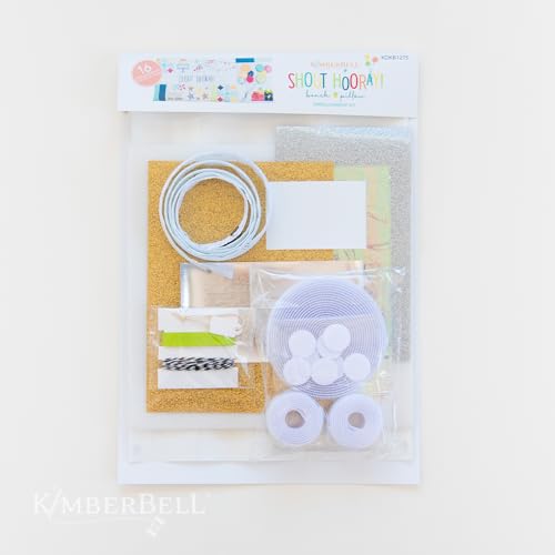 Kimberbell Shout Hooray Embellishment Kit - Embellishments for Crafting Kit, 16pcs Set w. Fusible Vinyl, Embroidery Leather & Applique Glitter, Embroidery Supplies, Craft Kit for Bench Pillow