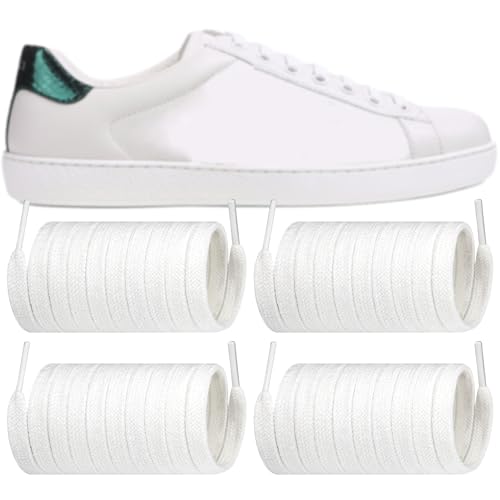 Endoto 2 Pairs Shoelaces for Gucci Ace Flat Shoe Laces Replacement Sneakers Shoes Strings(Color:White,Size:53Inch)