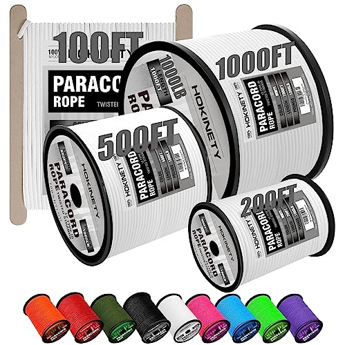 1000Ib Paracord Rope - 100ft _ 200ft _ 500ft _ 1000ft 4mm,12 Strand Parachute Spool Cord,para Cord Lanyard for Camping,Hammock,Clothsline,Hiking,Fishing,Survival braceletand Survival