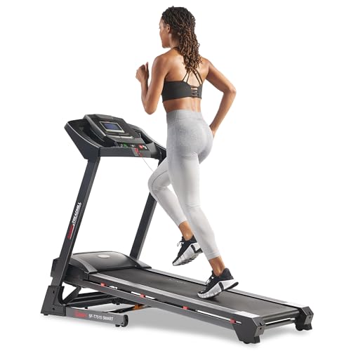 Sunny Health & Fitness Premium Smart Treadmill with Auto Incline, Dedicated Speed Buttons, Double Deck Technology, Digital Performance Display, BMI Calculator and Pulse Sensors - SF-T7515SMART