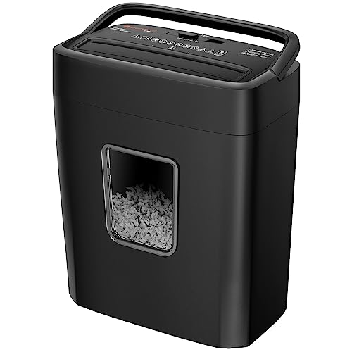 Bonsaii Paper Shredder, 8-Sheet Crosscut Shredder with 4.2 Gallon Bin Shred Credit Card_Mail_Staple_Clip, P-4 Security Level Document Shredder with Handle for Home Office (C261-C)