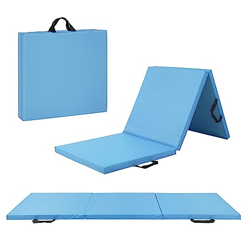 CAP Barbell All Purpose Folding Anti Tear Exercise Training Aerobic Fitness Gym & Gymnastics Balance Mat. 72"L x 24"W x 1.5"Thick. BLUE