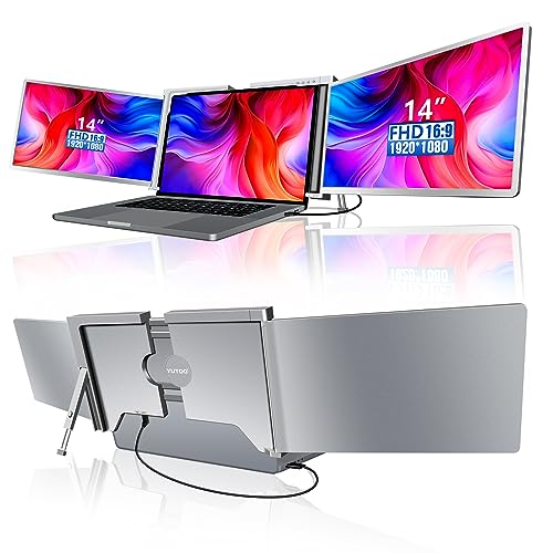 Triple Laptop Screen Extender, [M1_M2_Windows] [Only 1 Cable to Connect], Laptop Monitor Extender for Mac_Windows, 1080P | FHD IPS | Ultra-thin Bezel, Powered by Type-C_USB, for 13.3”-17.3” Laptop