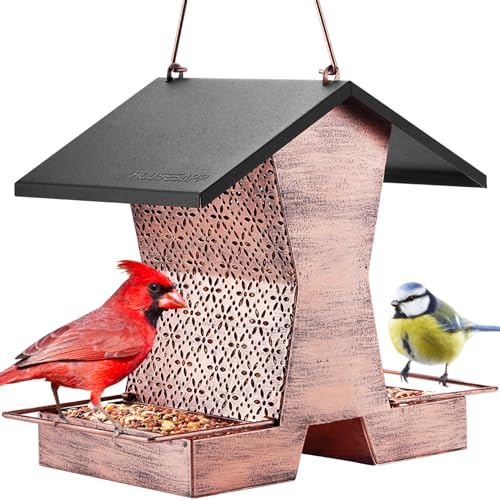 HouseSapp Bird Feeders for Outdoors Hanging - 2.4 LBs Metal Bird Feeder, House Shape Birdfeeders Attracting Wild Birds for Outside, Yard, Garden Decoration, Heavy Duty Platform Bird Feeder