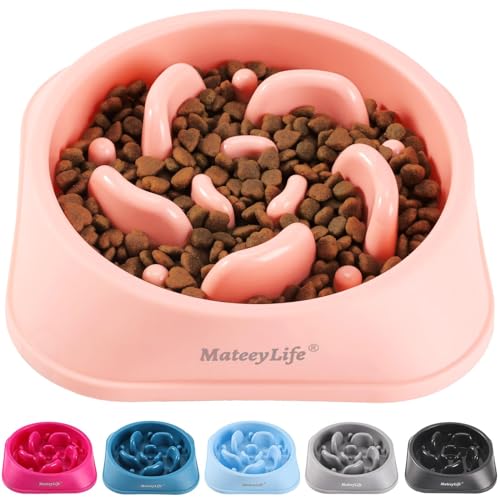 MateeyLife Slow Feeder Dog Bowls, Anti-Choking Puzzle Dog Food Bowls, Non Slip Interactive Dog Feeding Bowls That Slow Down Eating, Bloat Stop Maze Dog Dishes Dog Feeder for Medium Large Breeds Pink