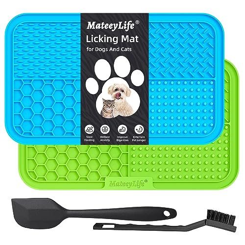 MateeyLife Large Lick Mat for Dogs and Cats with Suction Cups 2PCS, Dog Licking Mat for Anxiety Relief, Cat Peanut Butter Lick Pad, Dog Enrichment Toys for Boredom Reducer, Dog Treat Mat for Bathing