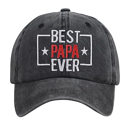 Fathers Day Birthday Gifts from Daughter Son, Best Papa Ever Hats for Men, Adjustable Embroidered Dad Baseball Cap for Daddy Father Husband Grandpa (Embroidered Black)