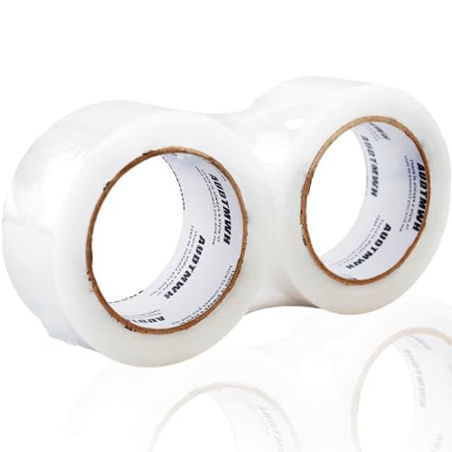 AUDTMWH Packing Tape Refills, Clear, Packaging Tape Heavy Duty Designed for Moving, Shipping and Packing, Mailing,1.88" x 60 yds, 2 Rolls