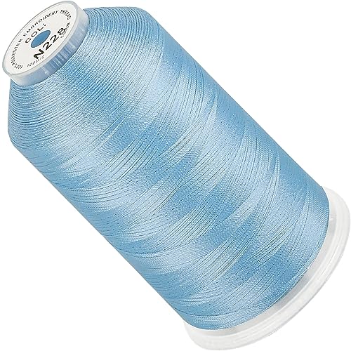 New brothread - Single Huge Spool 5000M Each Polyester Embroidery Machine Thread 40WT for Commercial and Domestic Machines - Baby Blue(Janome Color)