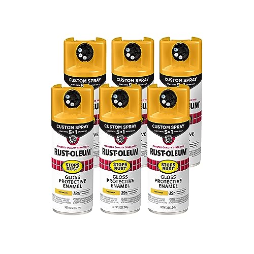 Rust-Oleum 376906-6PK Stops Rust Custom Spray 5-in-1 Spray Paint, 12 oz, Gloss Tuscan Sun, 6 Pack