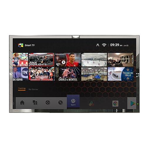 Soulaca 43 inches Smart Android Mirror 4K LED TV Big Screen IP65 Waterproof Built-in WiFi Bluetooth SPA ATSC DTV