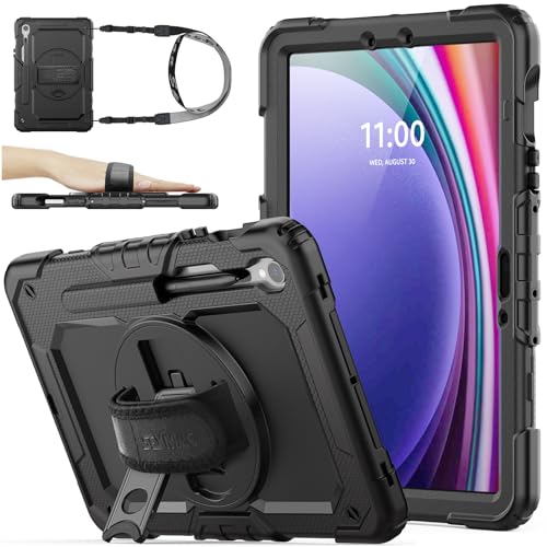 SEYMAC stock for Samsung Galaxy Tab S9_ S9 FE 5G Tablet Case 2023 with Screen Protector Pencil Holder [360 Rotating Hand Strap] &Stand, Drop-Proof Case for Galaxy Tab S9 FE 10.9