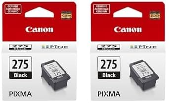 Canon PG-275 Black Ink Tank, Compatible to PIXMA TS3520, TS3522 and TR4720 Printers (Pack of 2)