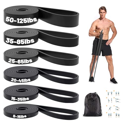 Resistance Bands, Pull Up Bands, Exercise Workout Bands for Working Out, Pull Up Assistance Bands Set for Men & Women, Body Stretching, Physical Therapy, Muscle Training - Black