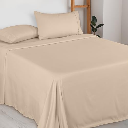 Utopia Bedding Queen Sheet Set - Brushed Microfiber - Soft Bed Sheets for Queen Size Bed Set - Luxury Bedding Sheets with Fitted Sheet, Flat Sheet & 2 Pillow Cases - Deep Pocket (Beige)