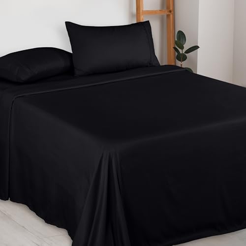 Utopia Bedding Queen Sheet Set - Brushed Microfiber - Soft Bed Sheets for Queen Size Bed Set - Luxury Bedding Sheets with Fitted Sheet, Flat Sheet & 2 Pillow Cases - Deep Pocket (Black)