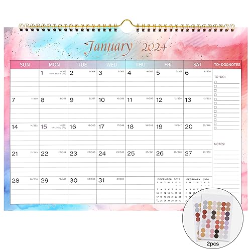 Lbylyhxc 2024 Calendar -12 Monthly Wall Calendar 2024 from Jan 2024 to Dec 2024, 14.8 x 11.5 Inches.Thick Paper with Julian Dates Large Wall calendar 2024 for New Year Presents (Large Colorful)