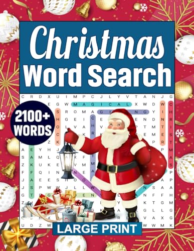 Christmas Word Search for Adults Large Print: Christmas Themed Word Search Puzzle Book for Adults, Large Print Christmas Activity Book, Challenging ... for Adults, Teens and Seniors With Solutions