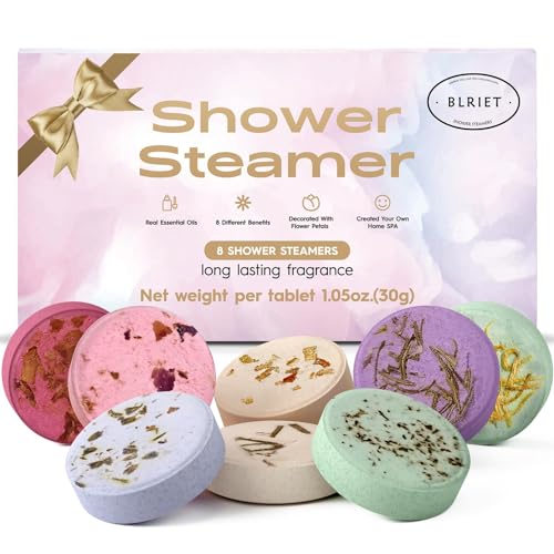 BLRIET Shower Steamers Aromatherapy Spa Gifts for Women 8 PCS, Shower Bombs Gift for Mom with Lavender Fruit Natural Essential Oils, Self Care & Relaxation, Gifts for Lover