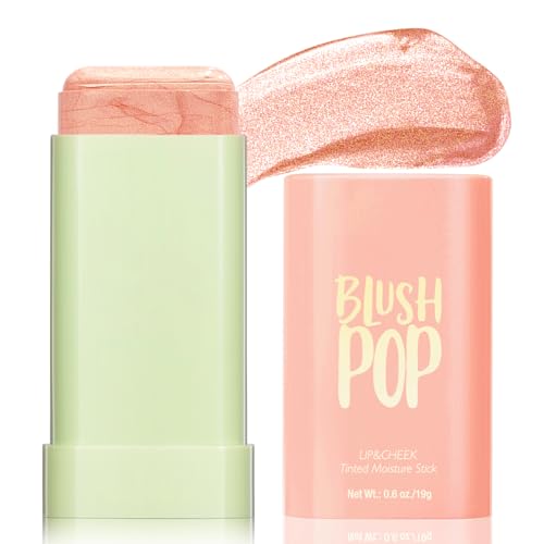 BEFIVECOK Highlighter Makeup Stick - Blush Highlighters Makeup Stick for Face & Body, Natural Silky Shimmer Highlight, Bendable Long Lasting Highlighter Wand, Cream Korean Highlighter (Rose Gold)