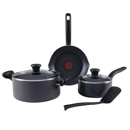 T-fal Initiatives Nonstick Cookware Set 6 Piece Oven Safe 350F Cookware, Pots and Pans, Oven, Broil, Dishwasher Safe Gray