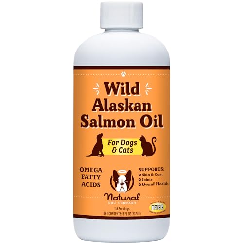 Natural Dog Company Pure Wild Alaskan Salmon Oil for Dogs (8oz) Skin & Coat Supplement for Dogs, Dog Oil for Food with Essential Fatty Acids, Fish Oil Pump for Dogs, Omega 3 Fish Oil for Dogs