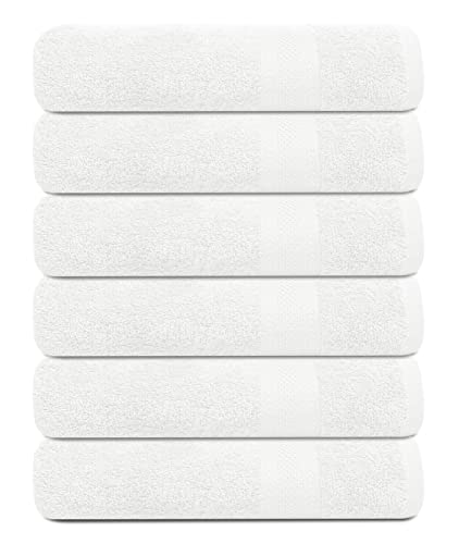 TEXCRAFT Premium Bath Towel Set, 24 x 46 Pack of 6 100zz Cotton Terry Towels for Bathroom, Quick Dry, Highly Absorbent, Soft Feel, for Shower, Pool, Spa, Gym, Hand Towel for Daily Use - White