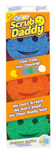 Scrub Daddy Color Sponges - Scratch-Free Multipurpose Dish Sponges for Kitchen, Bathroom + More - Household Cleaning Sponges Made with BPA-Free Polymer Foam (3 Count)