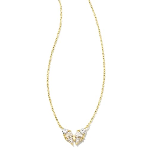 Kendra Scott Blair 14k Gold-Plated Butterfly Small Short Pendant Necklace in White Crystal, Fashion Jewelry for Women