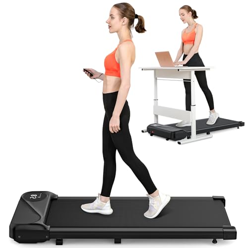 THERUN Walking Pad Treadmill Under Desk, Portable Mini Treadmill for Home_Office, Walking Pad Treadmill 2.5HP, Walking Jogging Machine with 265 lbs Weight Capacity Remote Control LED Display