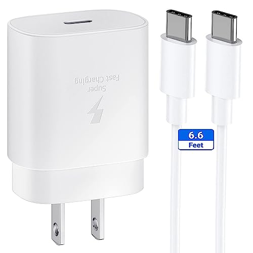 Samsung Charger Super Fast Charging 25W USB C Wall Charger Block with 6.6ft Type C Charger Cable Cord for Samsung Galaxy S24_S23_S22_S21_S20_Ultra_FE_Plus,Note 20_10,A54,A25,A14,Z Fold_Flip,Galaxy Tab