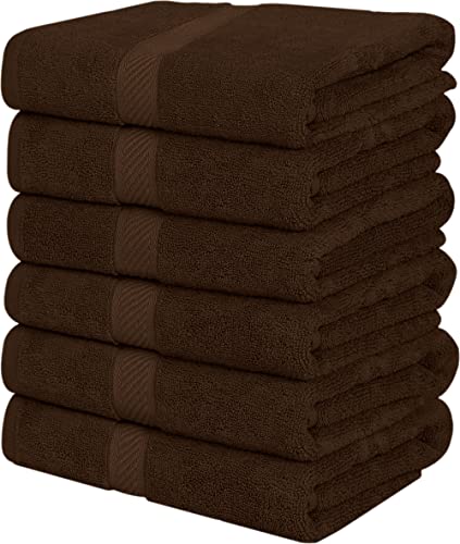 Utopia Towels 6 Pack Medium Bath Towel Set, 100zz Ring Spun Cotton (24 x 48 Inches) Medium Lightweight and Highly Absorbent Quick Drying Towels, Premium Towels for Hotel, Spa and Bathroom (Dark Brown)