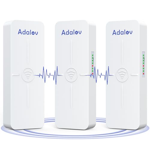 3 Pack Wireless Bridge with 2 1Gbs Ports,Point to 2 Point High Speed WiFi Bridge, AdaLov CPE881 Wireless Bridges,5km Long Range Outdoor CPE with 14dBi High Gain Antenna for Network Extend