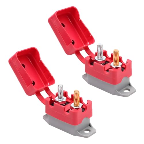 Bittwee 2PCS DC 12V - 24V Car Automatic Reset Circuit Breaker, Universal for Vehicles, SUV, Truck, RV, Marine Boat, Auto 30 Amps Circuit Breaker Manual Reset with Red Boot Cover Stud Bolt