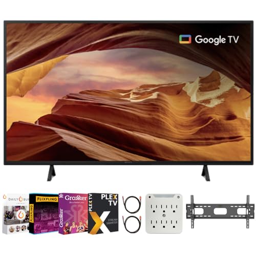 Sony KD65X77L X77L 65 Inch 4K HDR LED Smart TV with Google TV 2023 Bundle with Premiere Movies Streaming + 37-100 Inch TV Wall Mount + 6-Outlet Surge Adapter + 2X 6FT 4K HDMI 2.0 Cable