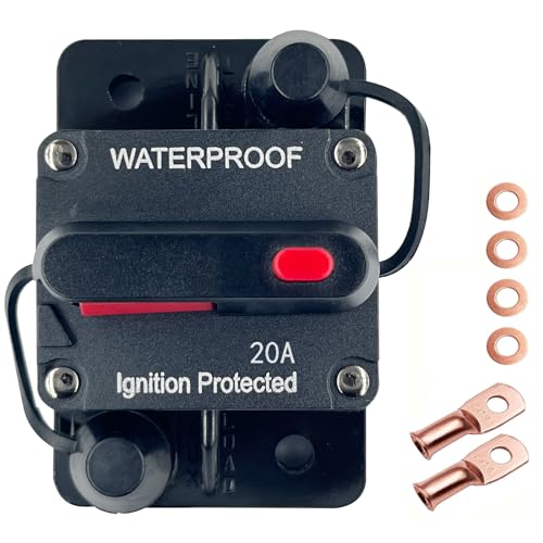 Xipupoo Car Circuit Breaker 20 Amp 12V - 48V DC with Manual Reset Switch Button for Boat Trolling Motor Marine ATV Trailer Vehicles Stereo Audio Electronic Battery Solar System Inline Fuse Waterproof