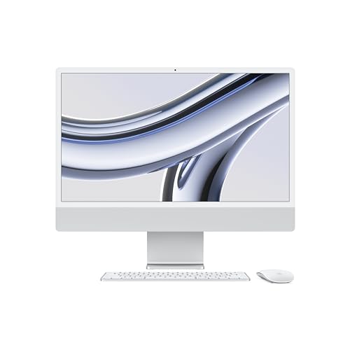 Apple 2023 iMac All-in-One Desktop Computer with M3 chip: 8-core CPU, 10-core GPU, 24-inch Retina Display, 8GB Unified Memory, 512GB SSD Storage, Matching Accessories. Works with iPhone_iPad; Silver