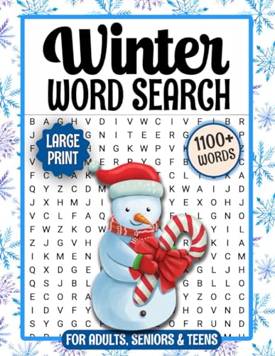 Winter Word Search For Adults Large Print: A Fun & Relaxing Cozy Christmas Themed Word Find Puzzle Book For Seniors, Winter Holiday Word Searches With Solutions