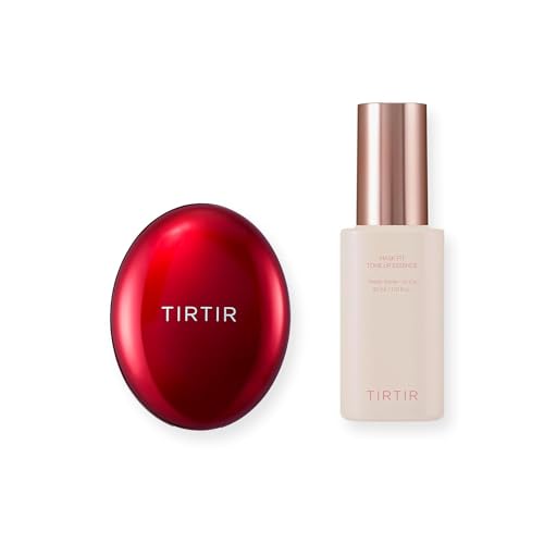 TIRTIR Handy Base Routine - Mask Fit Red Cushion #21N Ivory, Mini Size + Mask Fit Tone Up Essence