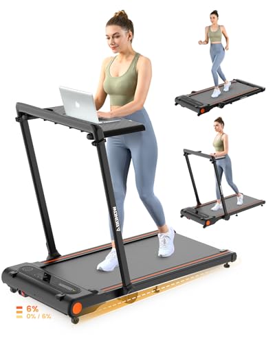 Abonow Treadmill with Incline, 3 in 1 Foldable Treadmill with Removable Desk, Install Free Under Desk Treadmill, 3.5HP Powerful Walking Pad for Home Office with Remote Control