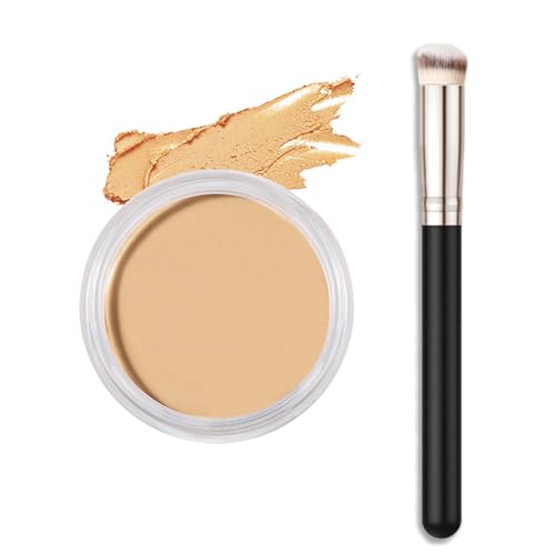 Kaely Cream Pot Concealer Full Coverage Set,Conceal Brighten Dark Circles,under Eye Brightener Color Correcting Concealer,Waterproof Foundation Palette with Brush,corrector de ojeras,Vegan Makeup,04