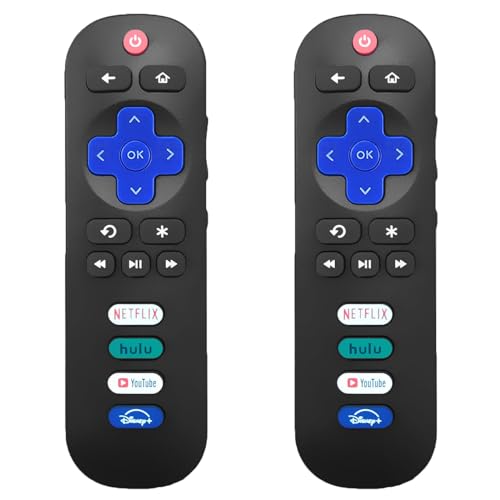 【2 Pack 】 Replacement Remote Control for Roku TV, Compatible for TCL_Hisense Roku_Onn Roku_Sharp Roku_Element Roku_Westinghouse Roku_Philips Roku_Insignia Roku Smart TVs (Not for Roku Stick and Box)