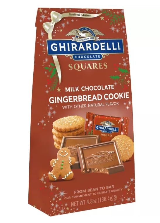 Ghirardelli Christmas Milk Chocolate Gingerbread Cookie Squares Bag - 4.8oz