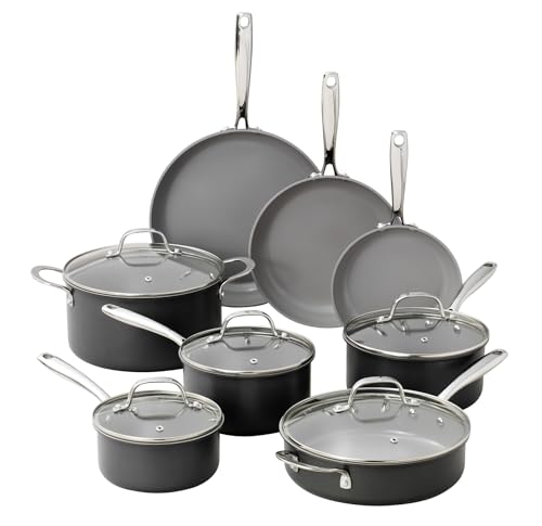 Granitestone 13 Pc Ceramic Pots and Pans Set Non Stick Cookware Set, Kitchen Cookware Sets, Pot and Pan Set, Hard Anodized Ceramic Cookware Set, Nonstick Cookware Set, Dishwasher Safe