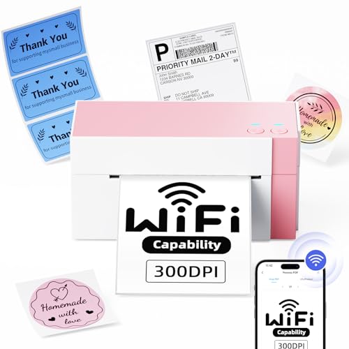 Omezizy WiFi Shipping Label Printer 4x6, 300DPI Wireless Label Printer for Small Business, WiFi Thermal Label Printer for Shipping Packages, Compatible with USPS, Shopify, Amazon