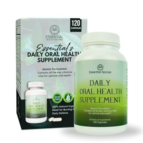 Essential Sprays Daily Oral Health Supplement - 30 Servings - Dentist Formulated Advanced Holistic Approach with L-Lysine, Niacin, Thiamin, & Vitamins for Men & Women