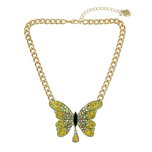 Betsey Johnson Womens Butterfly Stone Pendant Necklace