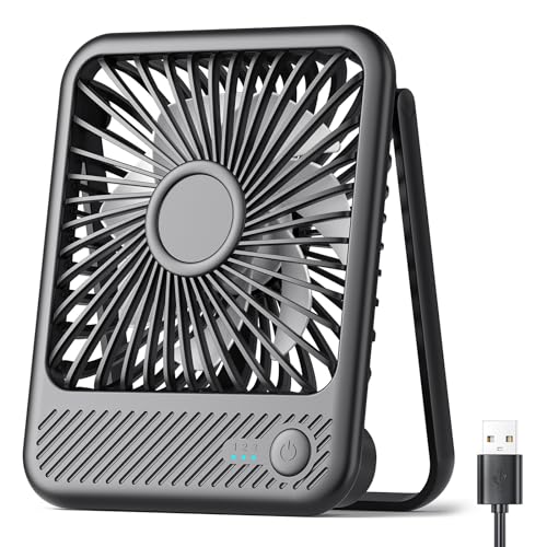 Koonie USB Desk Fan, Strong Wind Ultra Quiet Small Personal Fan with 180° Tilt Folding and 3 Speeds Adjustable, USB-C Corded Powered Mini USB Fan for Office Desktop Bedroom