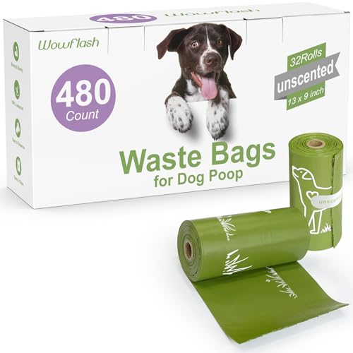 480 Count Unscented 13” x 9” Dog Poop Bags Rolls, Leakproof Strong & Sturdy Poop Bags for Dogs, Dog Bags for Poop, Doggie Cat Poop Bags Cats Litter, Waste Bags Poppy Trash Bags for Doggy Pets